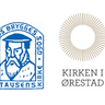Logoer for de to kirker i sognet. Hans Tausens Kirke har et billede af Hans Tausen i en ramme med form som et kirkevindue, Kirken i Ørestad har en sol.