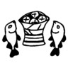 rungsted kirkes logo 2 fisk på hver side af en brødkurv