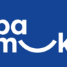 bamuk hvid skrift på blå