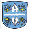 Våbenskjoldet for Sengeløse By og logo for Sengeløse Kirke