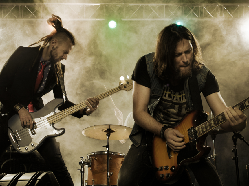 Rockband på scene